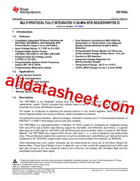 TRF7960A data sheet, product information and support 